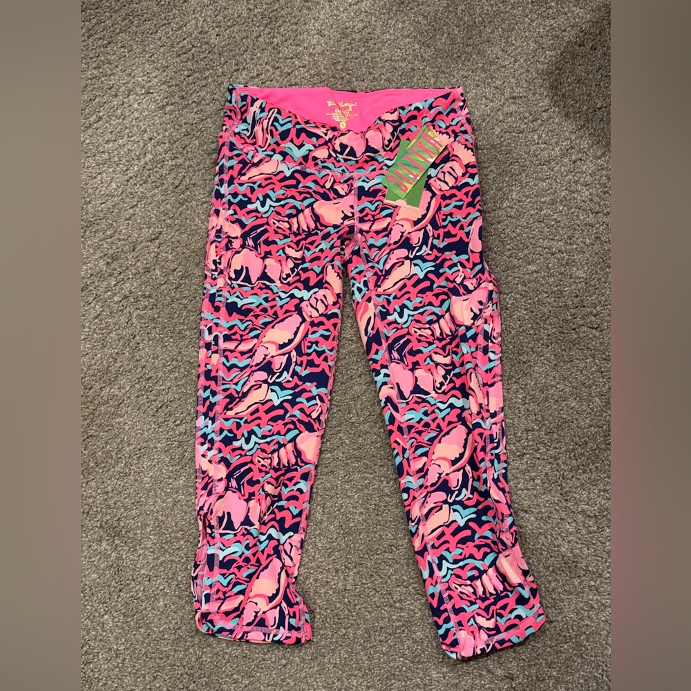 Lilly Pulitzer Navy, Hot Pink & Aqua Lobster Print Crop